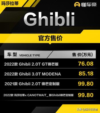 新车 | 售价99.8万元，搭载2.0T动力，玛莎拉蒂Ghibli新车型上市  -图1