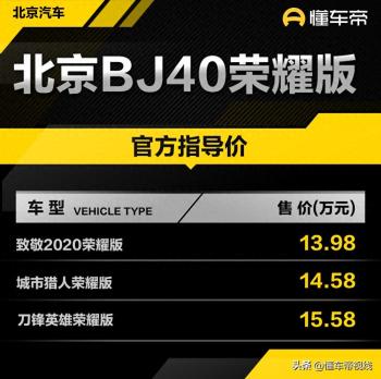 新车 | 售价13.98万元起 北京BJ40荣耀版上市 可选短轴版 汽/柴油动力  -图1